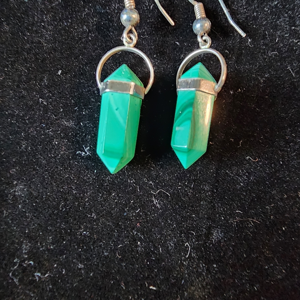 Handmade Silver and Malachite Earrings